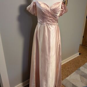 Blush Pink Off-Shoulder Prom Dress, Size 8